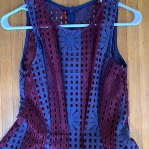 Anthropologie Eva Franco Plum/Navy Eyelet Dress